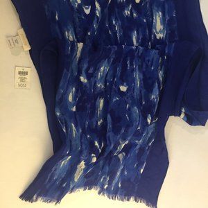 NWT Chico's Blue/White Bianca Ikat Oblong Scarf